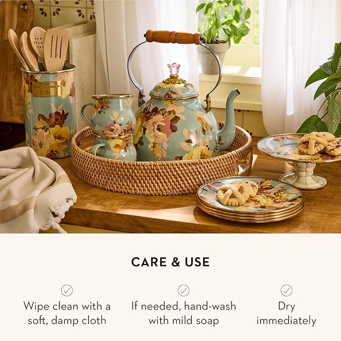 MACKENZIE-CHILDS Enamel Utensil Holder, Stylish Kitchen Countertop Organizer, Wild Rose Slate - Image 5