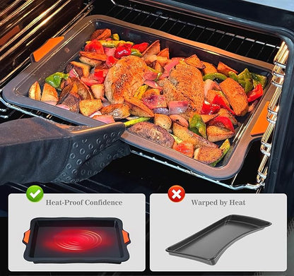 Webake Silicone Quarter Sheet Cake Pan, 9x13 inch Sheet Pans for Baking, Nonstick Cookie Sheets Jelly Roll Pan, Set of 2