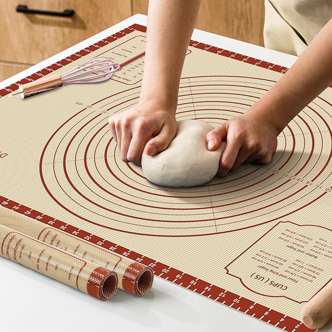 Silicone Baking Mat,28" x 20" Extra Thick Large Non Stick Sheet Mat with Measurement Non-slip Dough Rolling Mat,Reusable Food Grade Silicone Counter Mat for Making Cookies,Macarons,Bread and Pastry by DANIADEAN