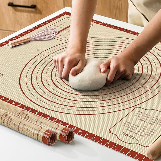 Silicone Baking Mat,28" x 20" Extra Thick Large Non Stick Sheet Mat with Measurement Non-slip Dough Rolling Mat,Reusable Food Grade Silicone Counter Mat for Making Cookies,Macarons,Bread and Pastry by DANIADEAN