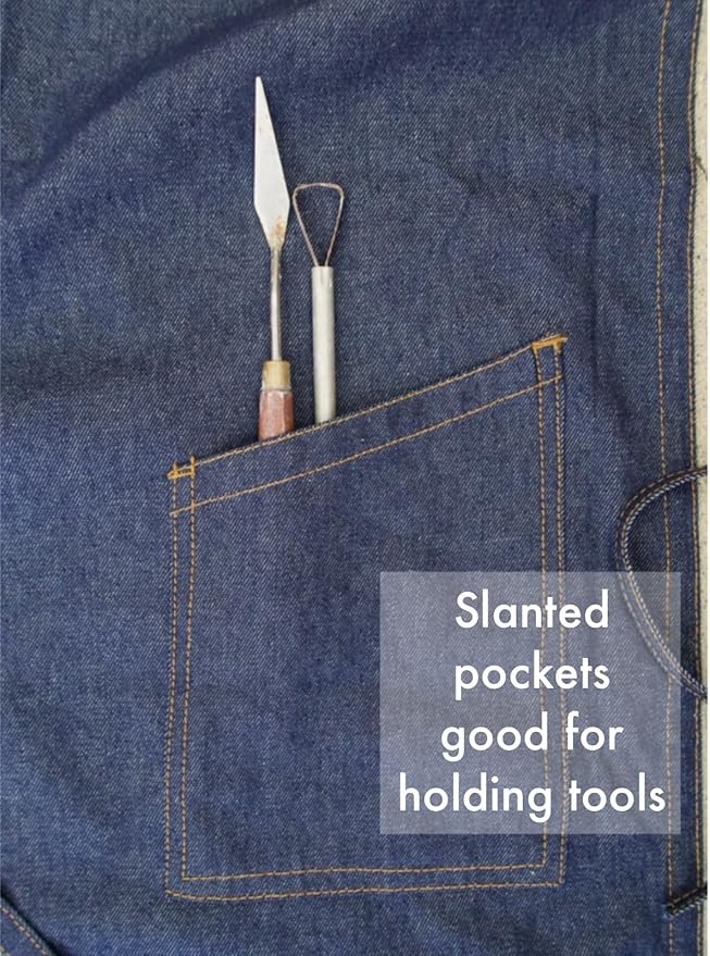 BLUE DENIM, the original split overlapped apron for potters, chefs, gardeners, artists, men and women