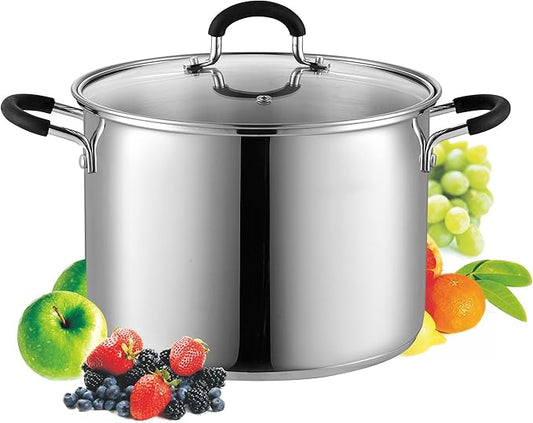 Cook N Home Stockpot Sauce Pot Induction Pot With Lid Professional Stainless Steel 8 Quart , Dishwasher Safe With Stay-Cool Handles , Silver by CookNHome