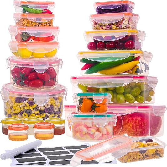 38 Pcs Large Food storage containers-85 oz to Small Container Stackable Kitchen storage bowls sets-BPA Free Leak proof Plastic food Storage Containers with lids airtight-Microwave freezer safe by RockBerry