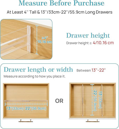 Vtopmart 8 Pack Drawer Dividers for Clothes, 4" High 13"-22" Adjustable Expandable Dresser Drawer Organizer, Clear Plastic Separators for Dresser, Baby Clothing, Underwear, Cosmetic, Toiletries - Image 3
