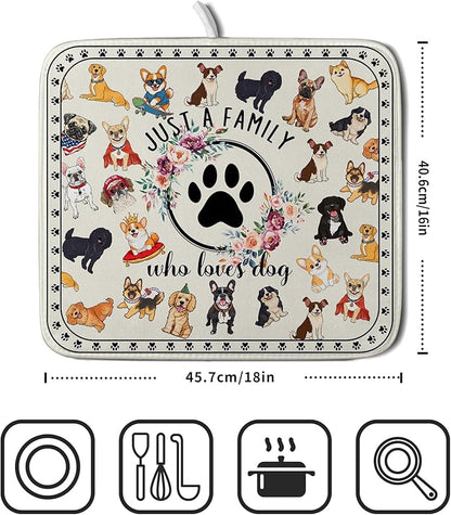 Lovely Dogs Dish Drying Mat Absorbent Printed Drying Pad for Kitchen Counter - Image 2