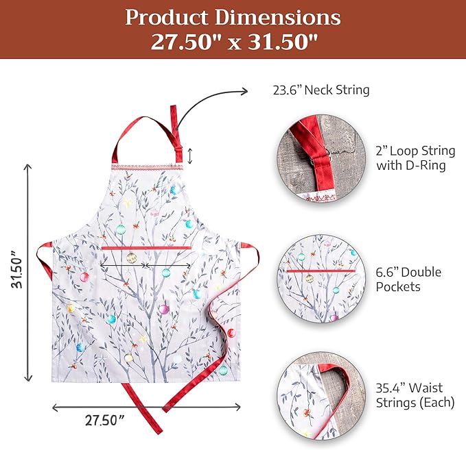Maison d' Hermine 100% Cotton Apron for women with Pocket Kitchen Chef Apron for Men Cooking Mothers Day Gifts