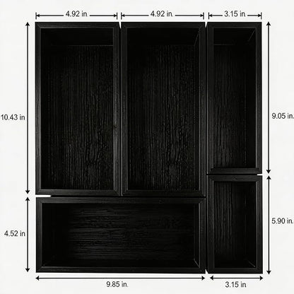 bamboo drawer organizer Set,expandable drawer dividers,wooden storage organizers,drawer organizers for kitchen, bathroom,flatware,Tea Bag Organizer (1 X 5PCS Black) - Image 6