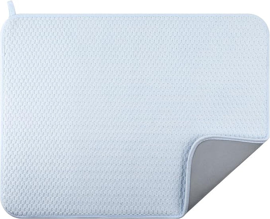 2-pack 24"x17" XL size microfiber dish drying mats for kitchen counter, kitchen sink. Super water-absorbing for multi-use house essentials bath mats, bath rugs, coffe mat, coffe station mat. (Blue) by Unknown