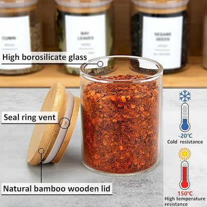 EgticHome 4OZ Glass Spice Jars with Bamboo Lids and 315 Labels, 10 Pcs Clear Food Storage Containers for Kitchen Sugar Salt Coffee Tea Beans - Image 5