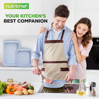 Nutrichef 22-Piece Cookware and Bakeware Set | Professional Home Kitchen Collection with Multi-Sized Pots, Pans, Non stick and Heat-Resistant Tools (Moon Grey Marble) - Image 7