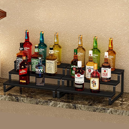 Giikin 3 Tier Spice Rack, Set of 2 Wooden Spice Rack for Countertop, Cabinet Organizer Shelf Kitchen Counter Storage Shelves Cupcake Stand Holder Display Stand, Black - Image 4