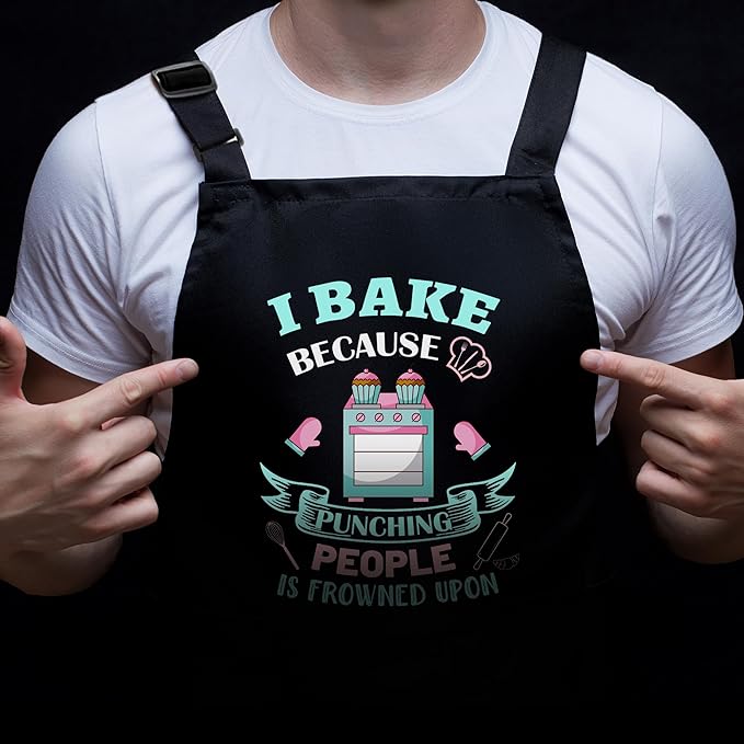 Funny Baking Apron for Women - Cute Cooking Aprons for Adults with 2 Pockets, Baking Supplies &Essentials for Home Bakers, Kitchen Apron Gifts for Mother's Day Birthday Christmas - Image 3