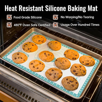 Non Stick Pastry Mat with 10 Quick Recipes, Silicone Dough Mat for Rolling, Silicone Mat for Baking Macaron, Cookie, Bread, Pizza,Surdough, Fondant Mat for Kitchen, Extra Large and Oven Safe - Image 6