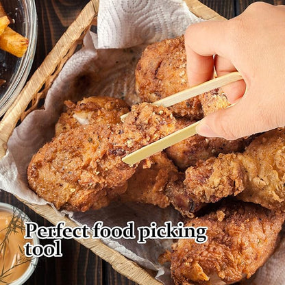 Patelai 90 Pieces Mini Bamboo Tongs Long Toast Tongs Disposable Wooden Cooking Bamboo Cooking Utensils for Toast Bread Pickles Tea Toaster Supplies (6 Inch) - Image 7
