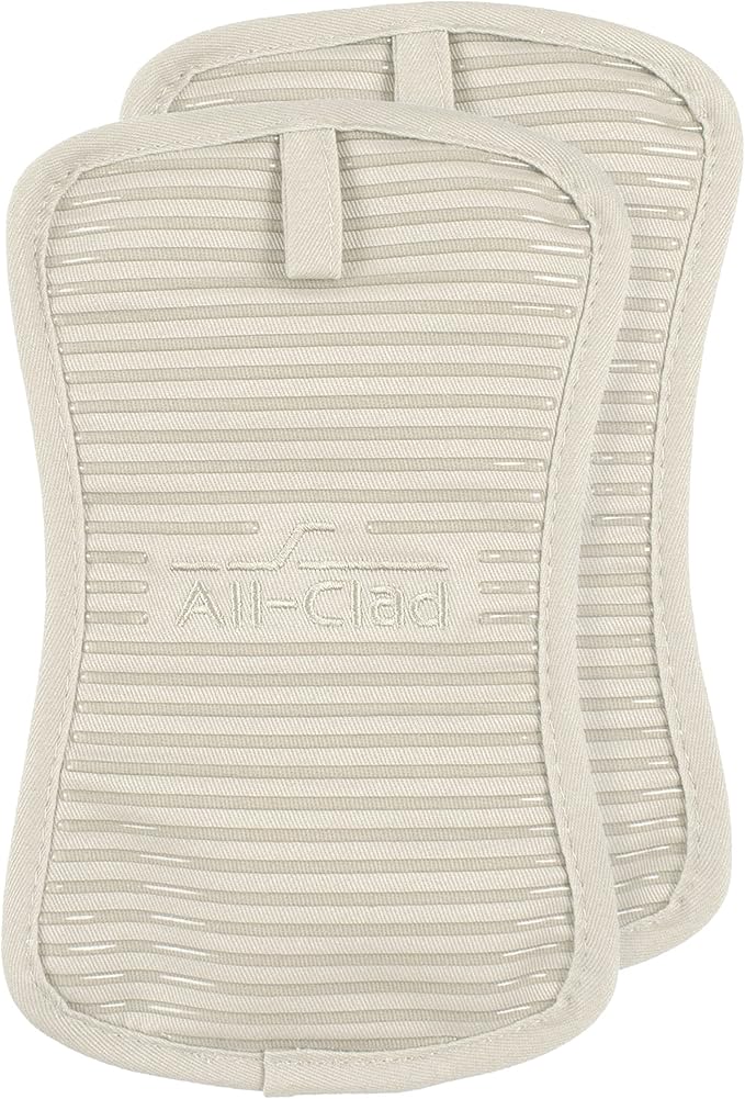 All-Clad Premium Pot Holder & Hot Pad: Heat Resistant to 500 Degrees - 100% Cotton, 10"x6.25" Hot Pad for Kitchen and Barbeque, (2-Pack), Almond by All-Clad