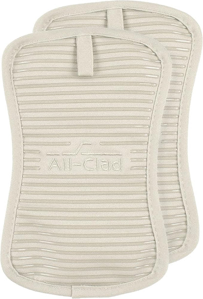 All-Clad Premium Pot Holder & Hot Pad: Heat Resistant to 500 Degrees - 100% Cotton, 10"x6.25" Hot Pad for Kitchen and Barbeque, (2-Pack), Almond by All-Clad