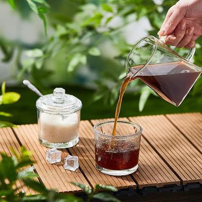Leinuosen 2 Pcs Glass Pitcher Elegant Shaped Glass Tea Pitcher Coffee Milk Creamer Pitchers Creative Milk Frothing Pitchers Frother Cup Creamer Jug(500 ml,Trendy Style)
