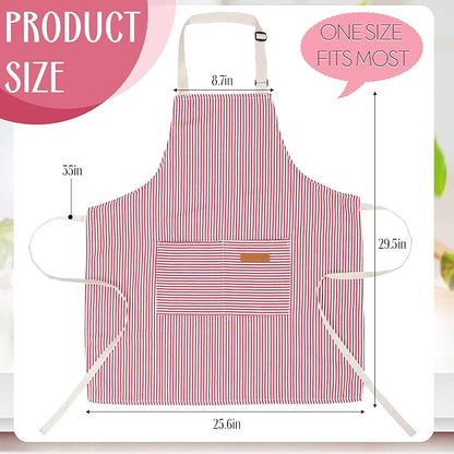 Handepo 12 Pcs Cotton Aprons for Women Men with Pockets Soft Adjustable Bib Stripe Aprons for Cooking Kitchen Chef - Image 2