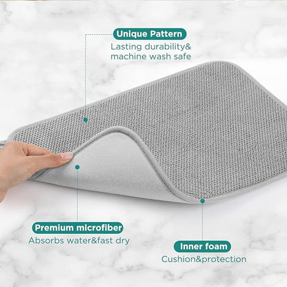 GeeRic Microfiber Dish Drying Mat, Super Absorbent Kitchen Dish Drying Pad for Mother's Day, Reversible Gift Mats for Countertop, 12 * 16 inch Gray - Image 3