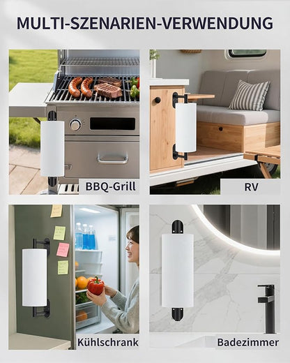 Paper Towel Holder Under Cabinet, Self Adhesive or Wall Mount for Kitchen Bathroom, Stainless Steel Paper Towel Holders with Damping Effect, Single Hand Operable (Matte Black) - Image 7