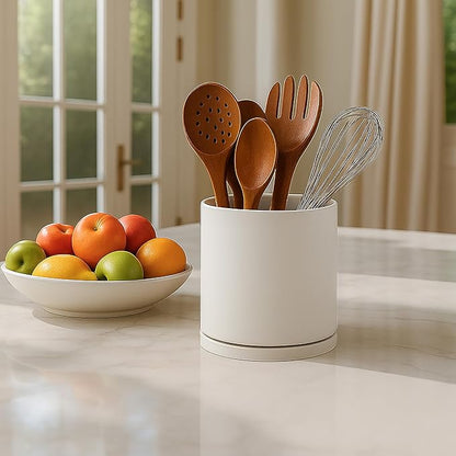 D'vine Dev 360° Rotating Utensil Holder Set – 7.2"+5" Kitchen Utensil Crocks for Countertop, Modern Cooking Tool Organizers for Kitchen Storage +Décor, Oatmeal, Set of 2, 72-Z-D-1 - Image 5
