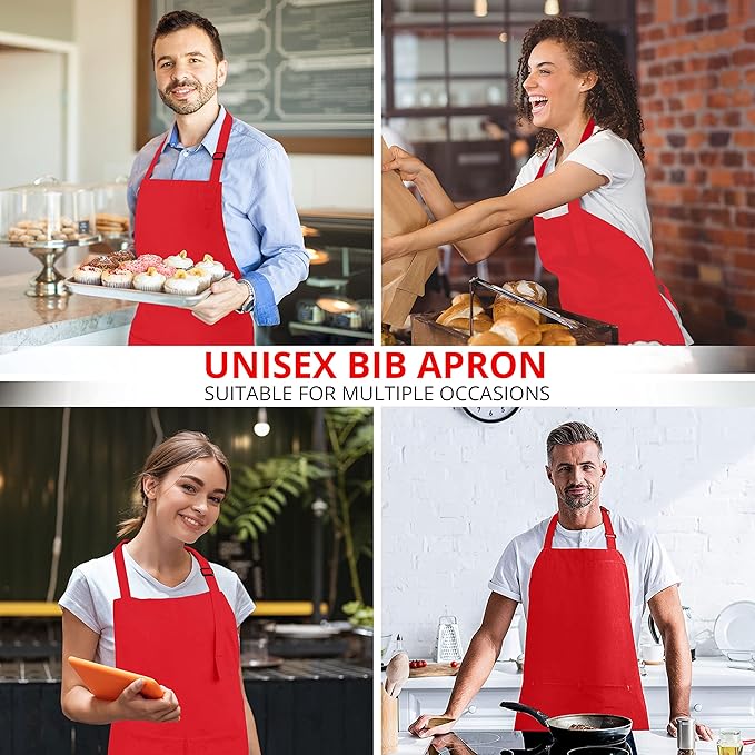 Utopia Kitchen 10 Pack Bib Apron Adjustable with 2 Pockets, Water and Oil Resistant, Cooking Kitchen Chef Apron for Women Men - Image 4