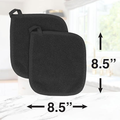 RITZ Terry Potholder & Hot Pad: Unparalleled Heat Resistant, Durable 100% Cotton – Ergonomically Designed for Optimal Grip – Easy-Care Machine Washable – 4-Pack, Black - Image 7