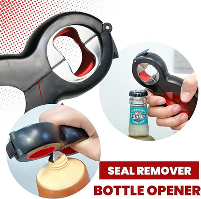 Performore 6 in One Opener - Multi Opener Kitchen Tool - Compact Jar Opener - Bottle and Jar Openers for Seniors - Grip to Open Jars and Bottles