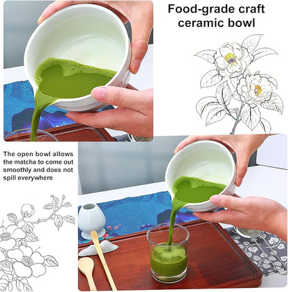 Matcha Whisk Set,11Pcs Matcha Set,Matcha Kit,Whisk Made from 100% Natural Bamboo, 11-component set for all your matcha-making needs,Contains stainless steel spoon, measuring cup(white)