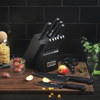 McCook® Knife Sets,German Stainless Steel Knife Block Sets with Built-in Sharpener, Black (Pack of 2) - Image 9