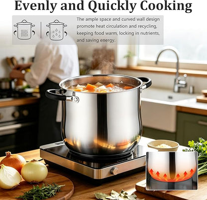 E-far 12 Quart Stock Pot, Stainless Steel Pot with Lid for Cooking Soup Simmering Stew, Tall Induction Pot w/Tri-Ply Thick Base, Large Cooking Pot w/Dual Heat Proof Handles, No-Toxic & Dishwasher Safe - Image 5