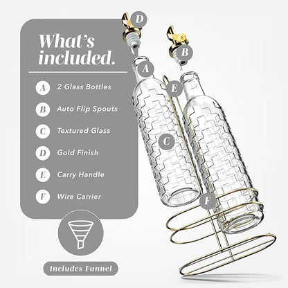 COOK WITH COLOR Glass Olive Oil Bottle Dispenser - 2 Pack- 17oz Oil and Vinegar Cruet - Olive Oil Carafe Decanter for Kitchen, Checkered, Clear - Image 2