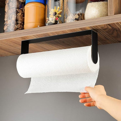 ZUNTO Black Paper Towel Holder Under Cabinet, Stainless Steel Kitchen Towel Holder Stick on Wall Vertical or Horizontal, Frees up Counter Space - Image 4