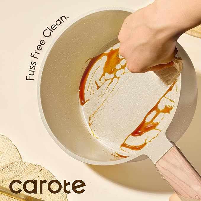 CAROTE 1.5Qt & 2.5Qt Sauce Pan Sets with Lid Ceramic Nonstick Pot Set Non Toxic Saucepan with Stay-cool Handle Small Kitchen Cooking Pots, Easy to Clean, Induction Comptable, PFOA FREE - Image 7