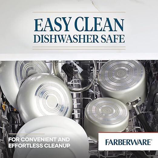 Farberware Cookstart DiamondMax Nonstick Jumbo Cooker with Lid and Helper Handle, Dishwasher Safe, 6 Quart - Silver - Image 6