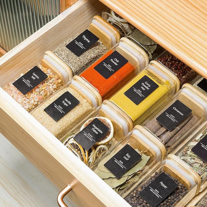 ComSaf Spice Jars with Labels 8 oz 16Pack, Small Spice Containers Starter Set, Glass Seasoning Jars with Lids, Square Seasoning Containers for Salt, Pepper, Chili Powder, Sugar, Loose Tea Storage - Image 7