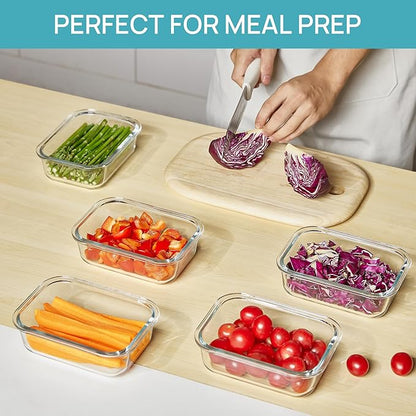 Vtopmart 5Pack 22oz Glass Storage Containers with Lids, Glass Meal Prep Food Container Sets with Snap Airtight Lids for Microwave, Oven, Freezer and Dishwasher, Green - Image 4