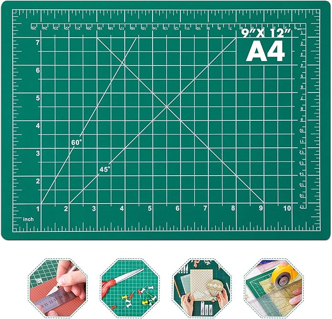 anezus Self Healing Sewing Mat, Rotary Cutting Mat Double Sided 5-Ply Craft Cutting Board for Sewing Crafts Hobby Fabric Precision Scrapbooking Project 9inch x 12inch(A4) by anezus