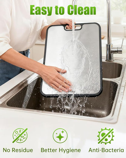 Titanium Cutting Boards for Kitchen, Non Toxic 2-in-1 Cutting Board Double Sided, Food Grade Chopping Boards for Fresh Meat Vegetable, Easy to Clean Large Size 16”×11” - Image 4