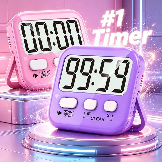 Antonki 2 Pack Digital Timer for Kids, Magnetic Countdown Kitchen Timers for Cooking, Egg, Classroom, Teacher, Exercise, Study, Oven - Battery Included - Image 2