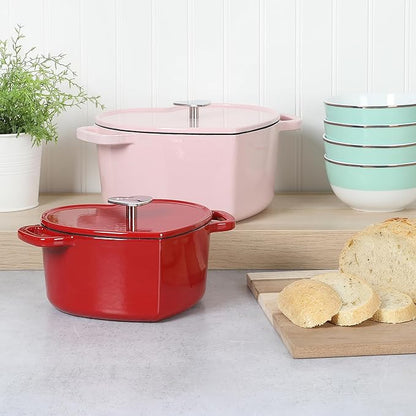 Martha Stewart Heart Shaped Enamel Cast Iron 2-Quart Dutch Oven - Red - Image 2
