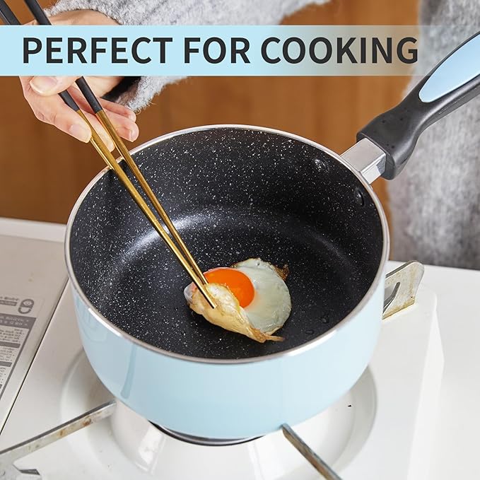 Nonstick Saucepan Set with Lid, Non Stick 1Qt & 2Qt Sauce Pan Set with Glass Lid Small Pot for Home Kitchen - Image 6