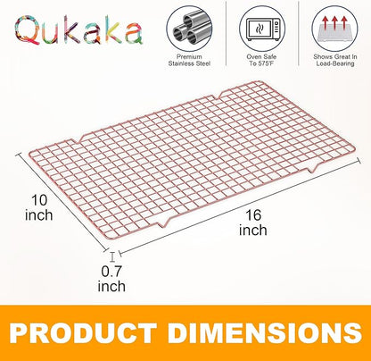 2PCS Cooling Racks for Cooking and Baking - 10" x 16"Heavy Duty Stainless Steel Wire Rack for Baking, Grilling, Roasting - Oven & Dishwasher Safe - Fits Half Sheet Pan（Rose Gold） - Image 6