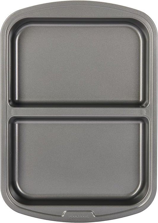 GoodCook Everyday Divided Baking Pan 1.5-Inch Deep 2-Section Non-Stick Scratch-Resistant Carbon Steel Construction for Meal Prepping & Sheet Pan Dinners, 11x15-Inch, Gray