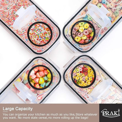 PRAKI 5PCS Cereal Containers Storage Set, BPA Free Airtight Food Storage Container Set with Lids, Kitchen Pantry Organization and Storage for Sugar, Baking Supplies with 20 Labels & Mark(4L Black) - Image 4