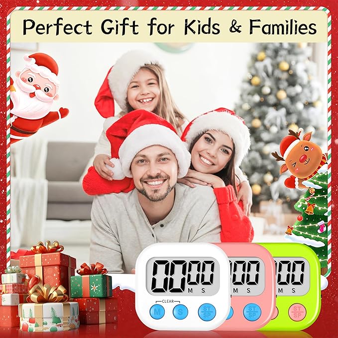 ZILLEEN 12 Pack Kitchen Timers for Cooking Digital Classroom Timers for Kids Teachers White Green Pink - Image 5