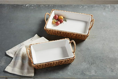 Mud Pie Hyacinth Basket Set, small baker 7" x 11" | large baker 13" x 18 1/2"