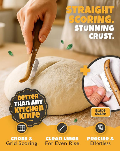 CRUSTLOVE 2pcs Set Bread Lame with 5 Blades – Sourdough Scoring Tool Set with Straight & Curved Scoring Knife for Sourdough and Bread Baking, Dough Scorer, Bread Scoring Tool, Bread Baking Supplies - Image 4
