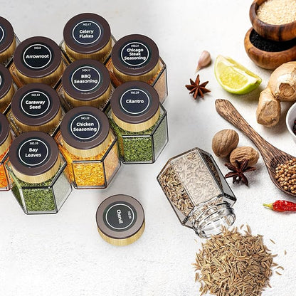vetacsion set of 12 magnetic glass spice tins with 180 seasoning label stickers - Image 8