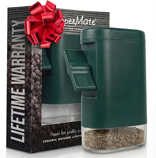 PepperMate Traditional Pepper Grinder Mill - Manual, High-Efficiency Salt and Pepper Grinder Set - Durable, Adjustable Coarseness Pepper Mill Grinder - Easy to Use (Green)